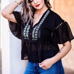 Black embroidery blouse
